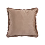 Nous Taupe Velvet Cushion With Fringes Square L