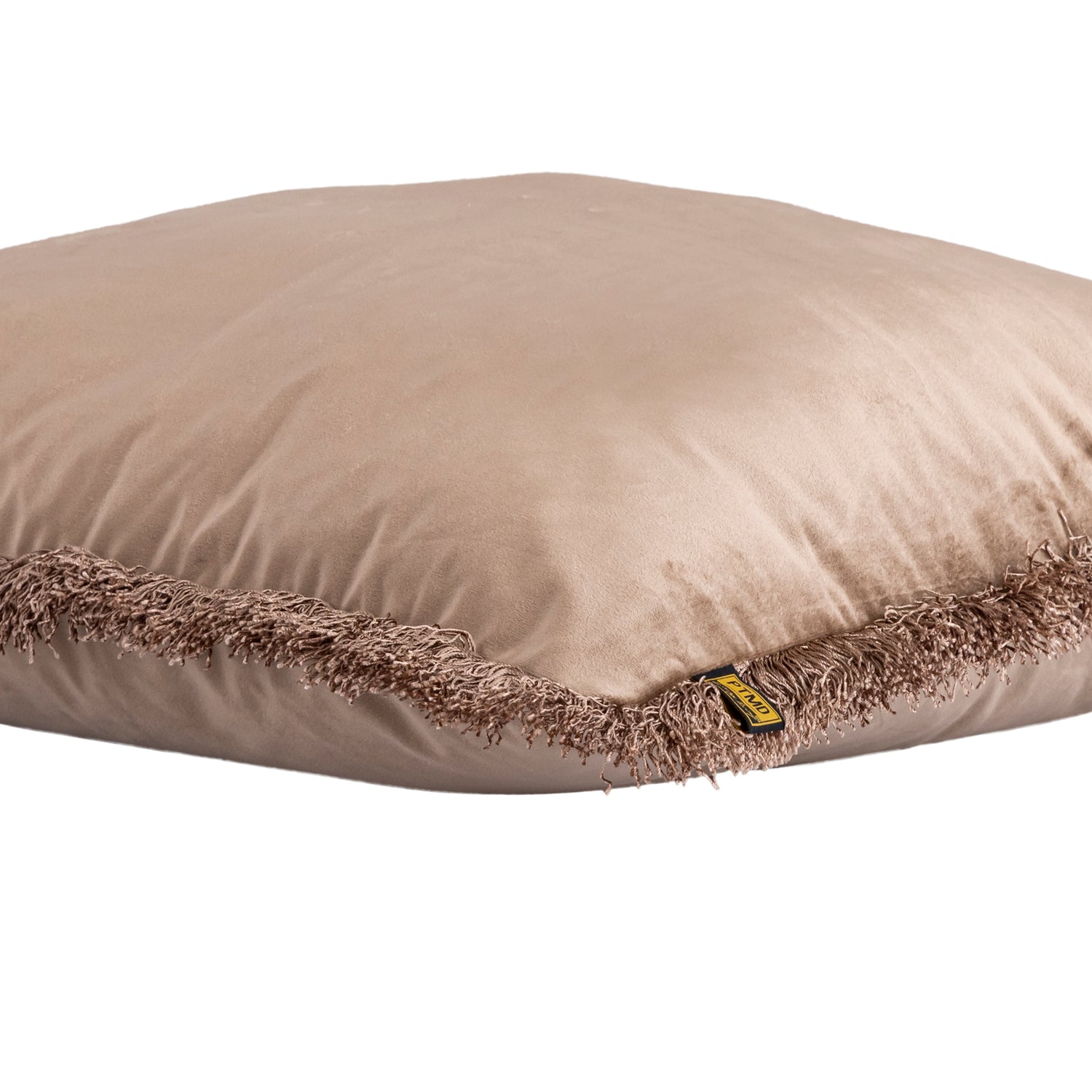 Nous Taupe Velvet Cushion With Fringes Square L
