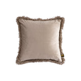 Nous Beige Velvet Cushion With Fringes Square S