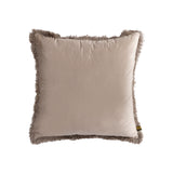 Nous Beige Velvet Cushion With Fringes Square L