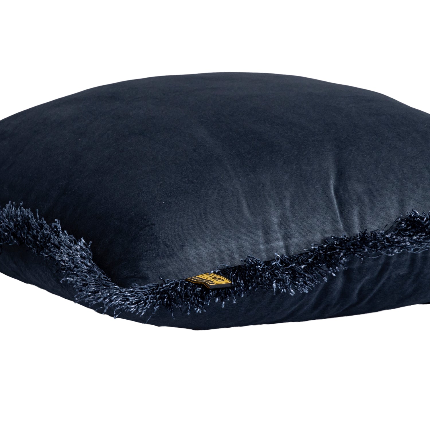 Nous Blue Velvet Cushion With Fringes Square S