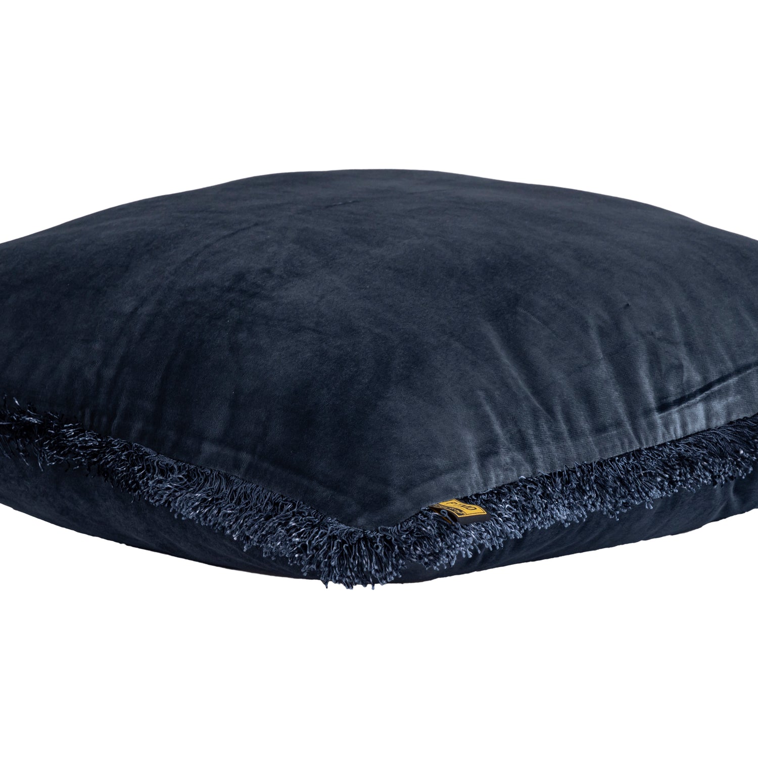 Nous Blue Velvet Cushion With Fringes Square L