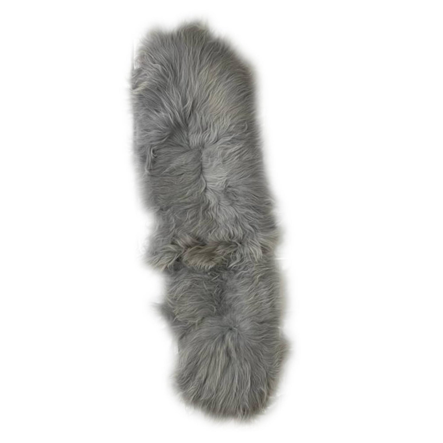 Furry Grey Shaped Sheepskin Plaid Long