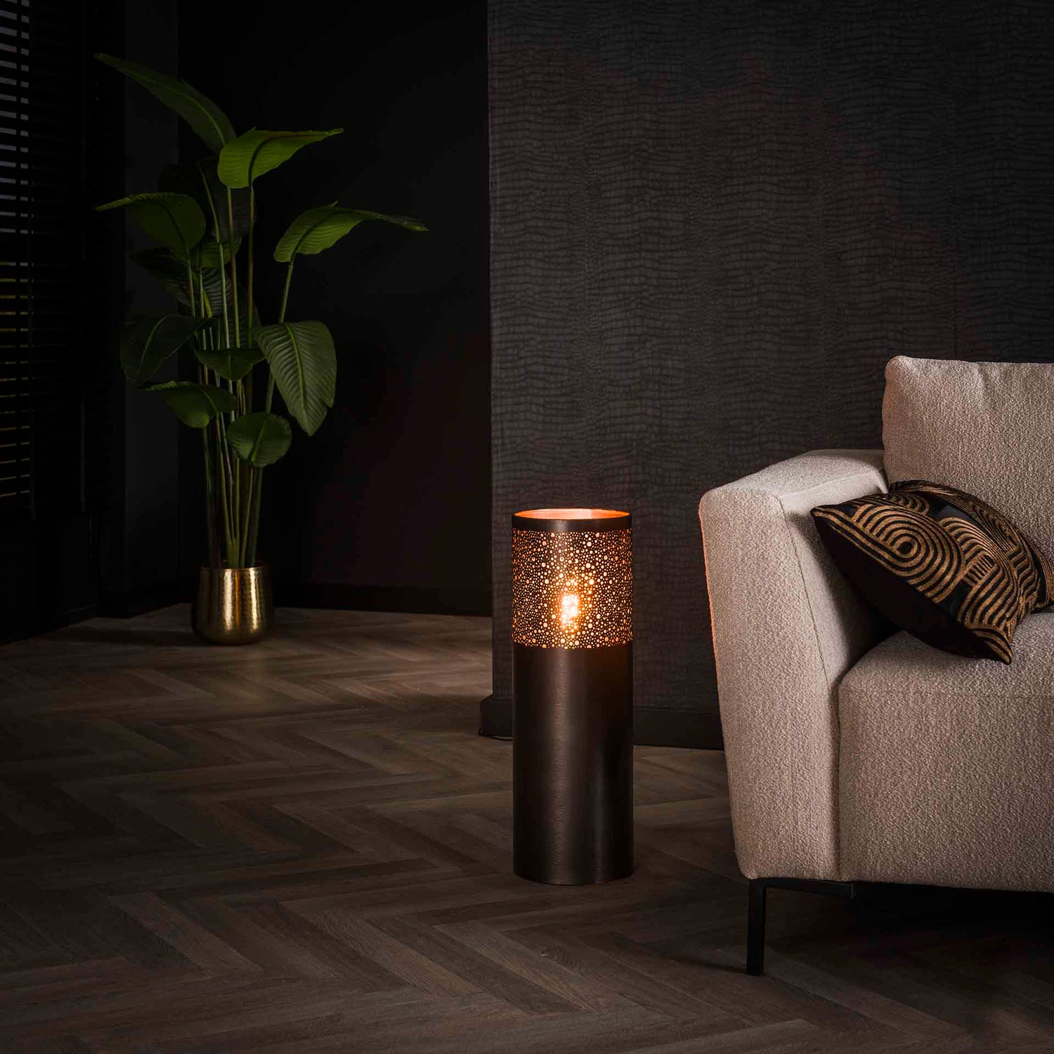 Vloerlamp Ø20 Cilinder - 20x20x60 cm - Zwart Nikkel