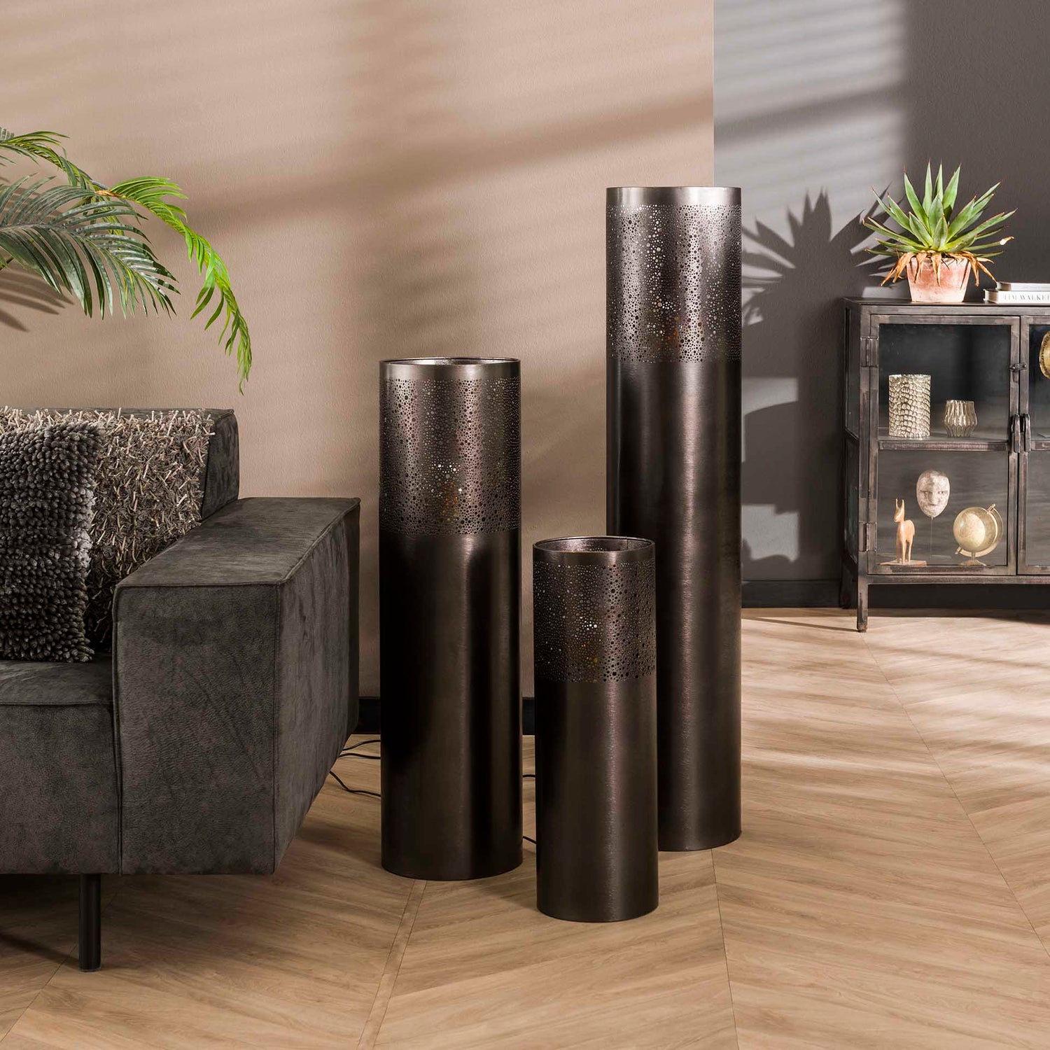 Vloerlamp Ø20 Cilinder - 20x20x60 cm - Zwart Nikkel