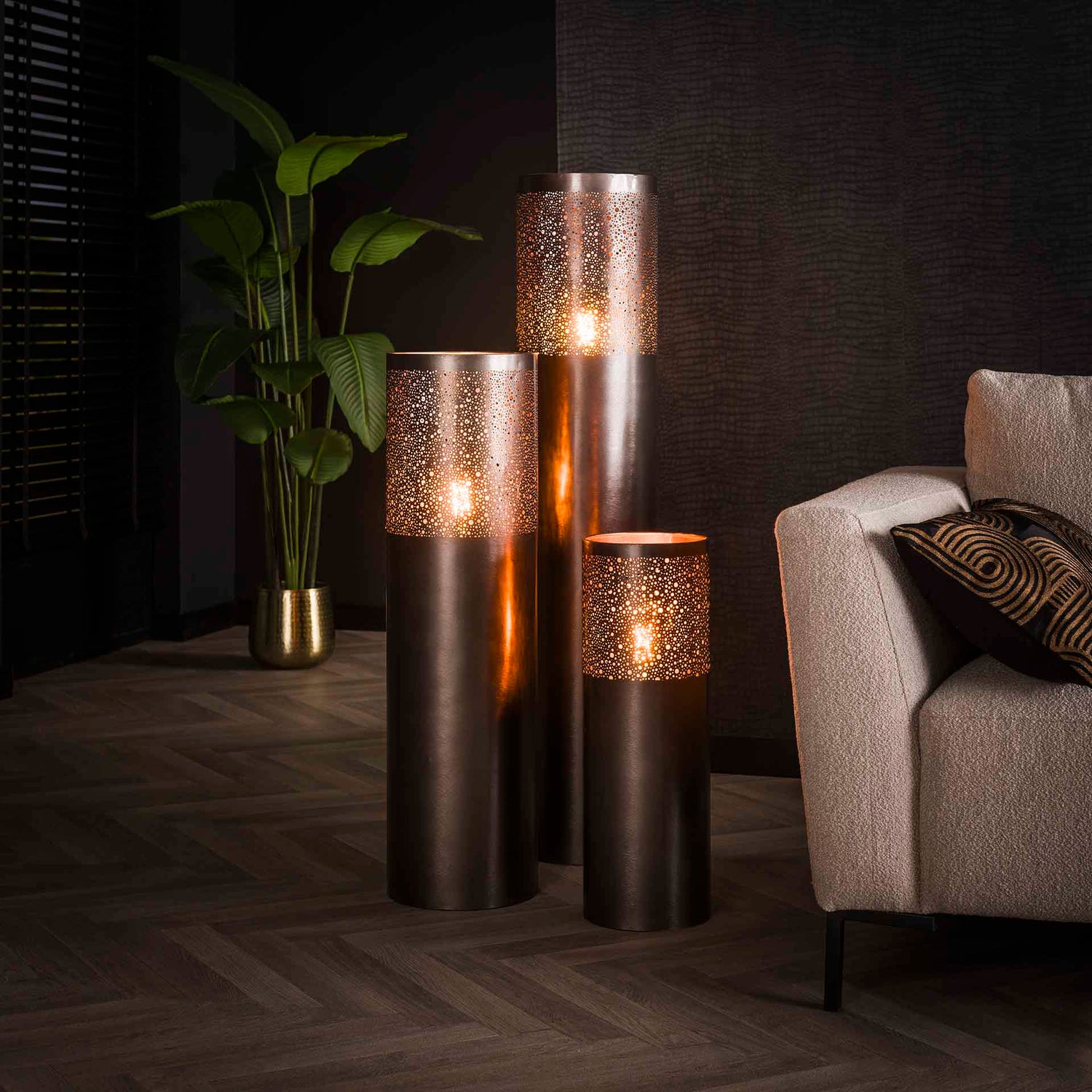 Vloerlamp Ø25 Cilinder - 25x25x90 cm - Zwart Nikkel