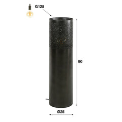 Vloerlamp Ø25 Cilinder - 25x25x90 cm - Zwart Nikkel