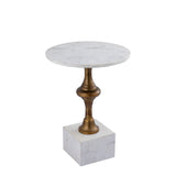 Alano White Marble Side Table W Alu Gold Table Leg