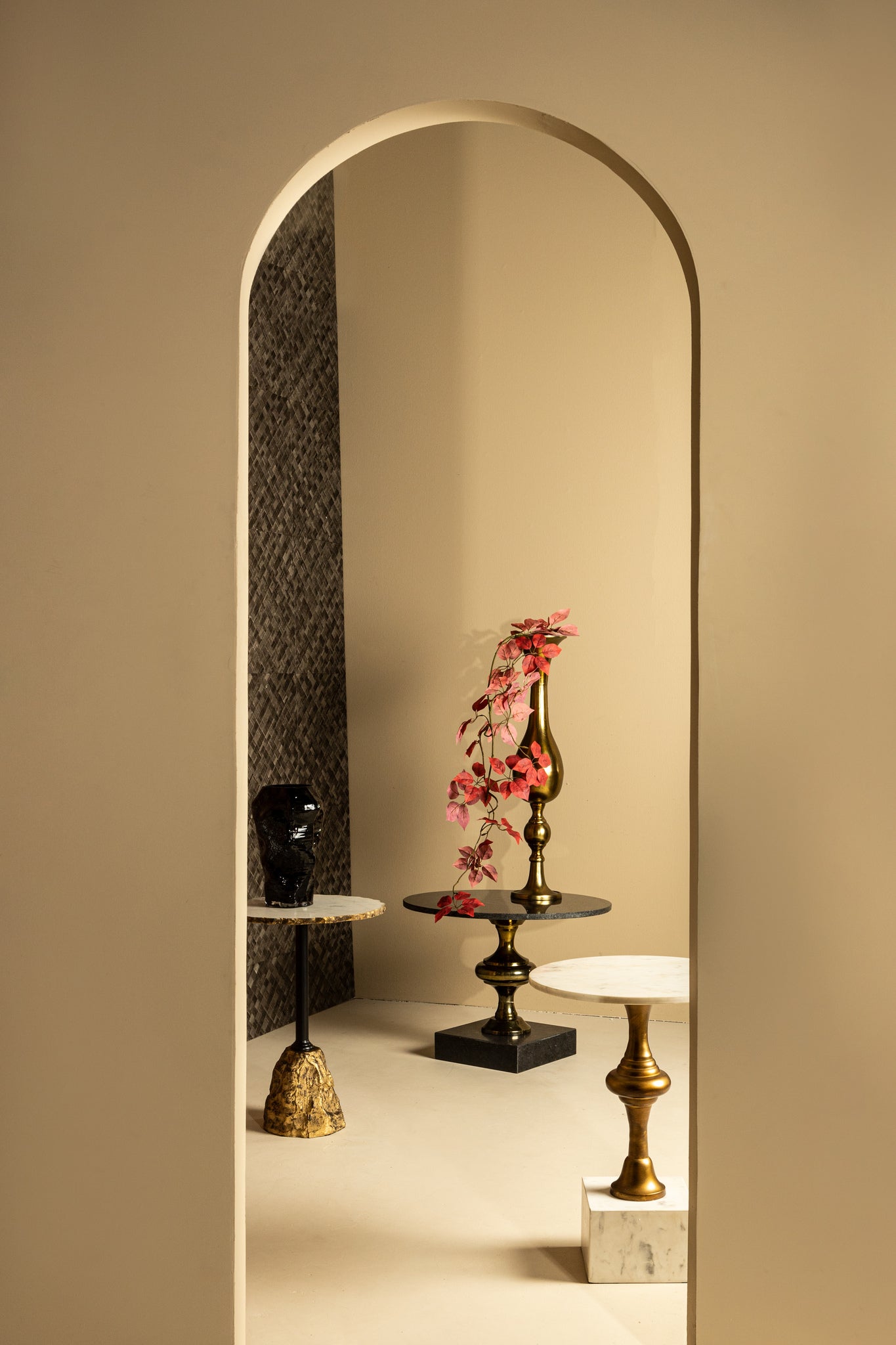 Alano White Marble Side Table W Alu Gold Table Leg