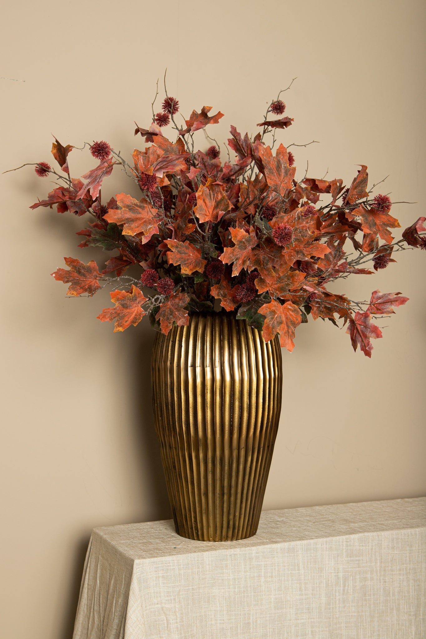 Twig Plant Red Green Maple Spray With Chestnut