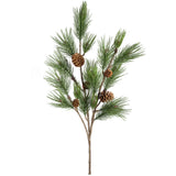 Twig Plant Green Long Needle Pin Spray With Cones