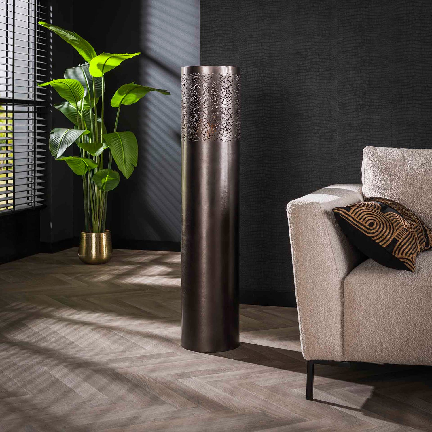Vloerlamp Ø25 Cilinder - 25x25x120 cm - Zwart Nikkel