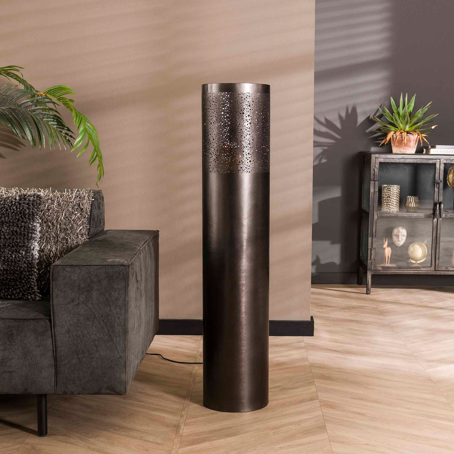 Vloerlamp Ø25 Cilinder - 25x25x120 cm - Zwart Nikkel