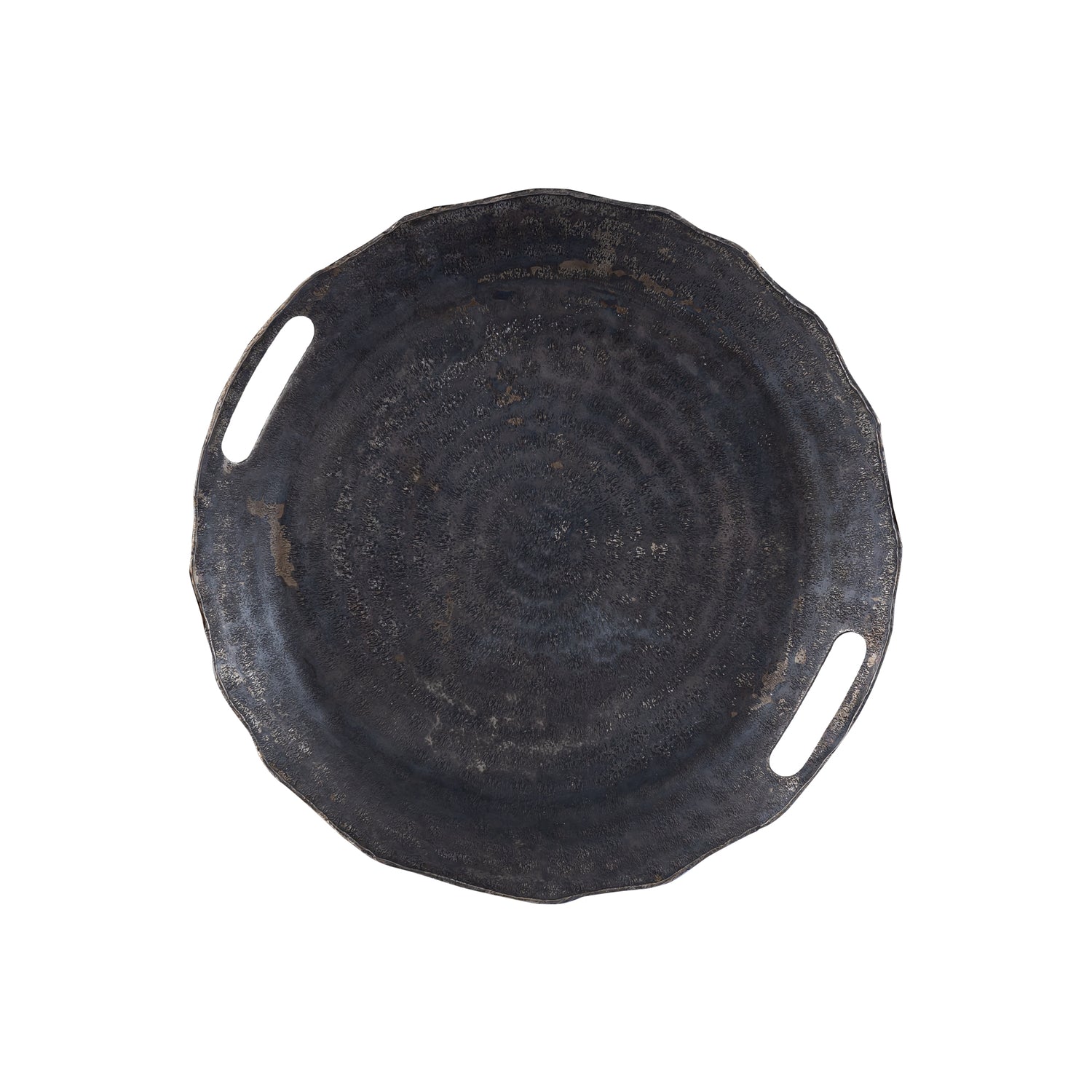 Semin Silver Alu Round Rustic Tray Wavy Edge S