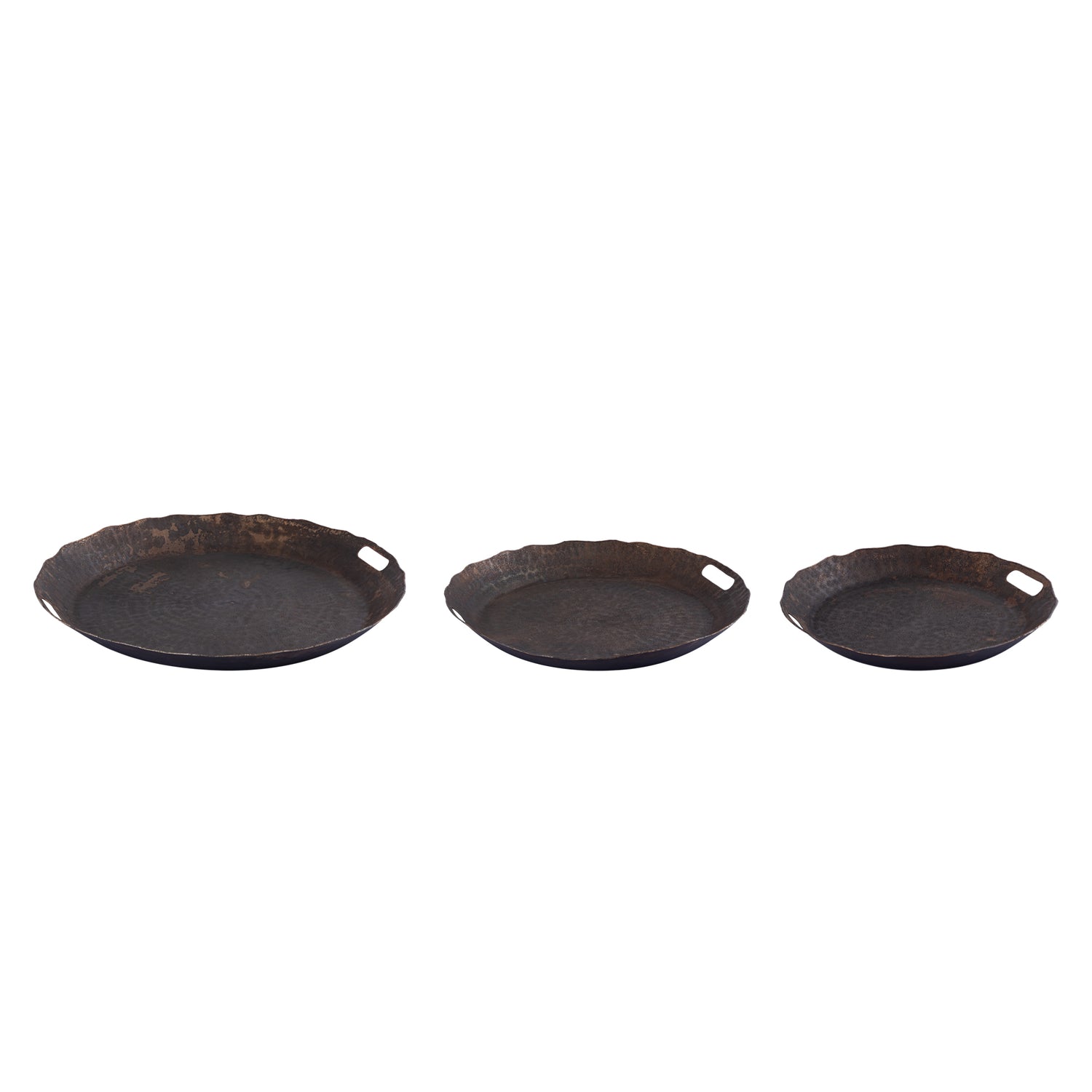 Semin Copper Alu Round Rustic Tray Wavy Edge S