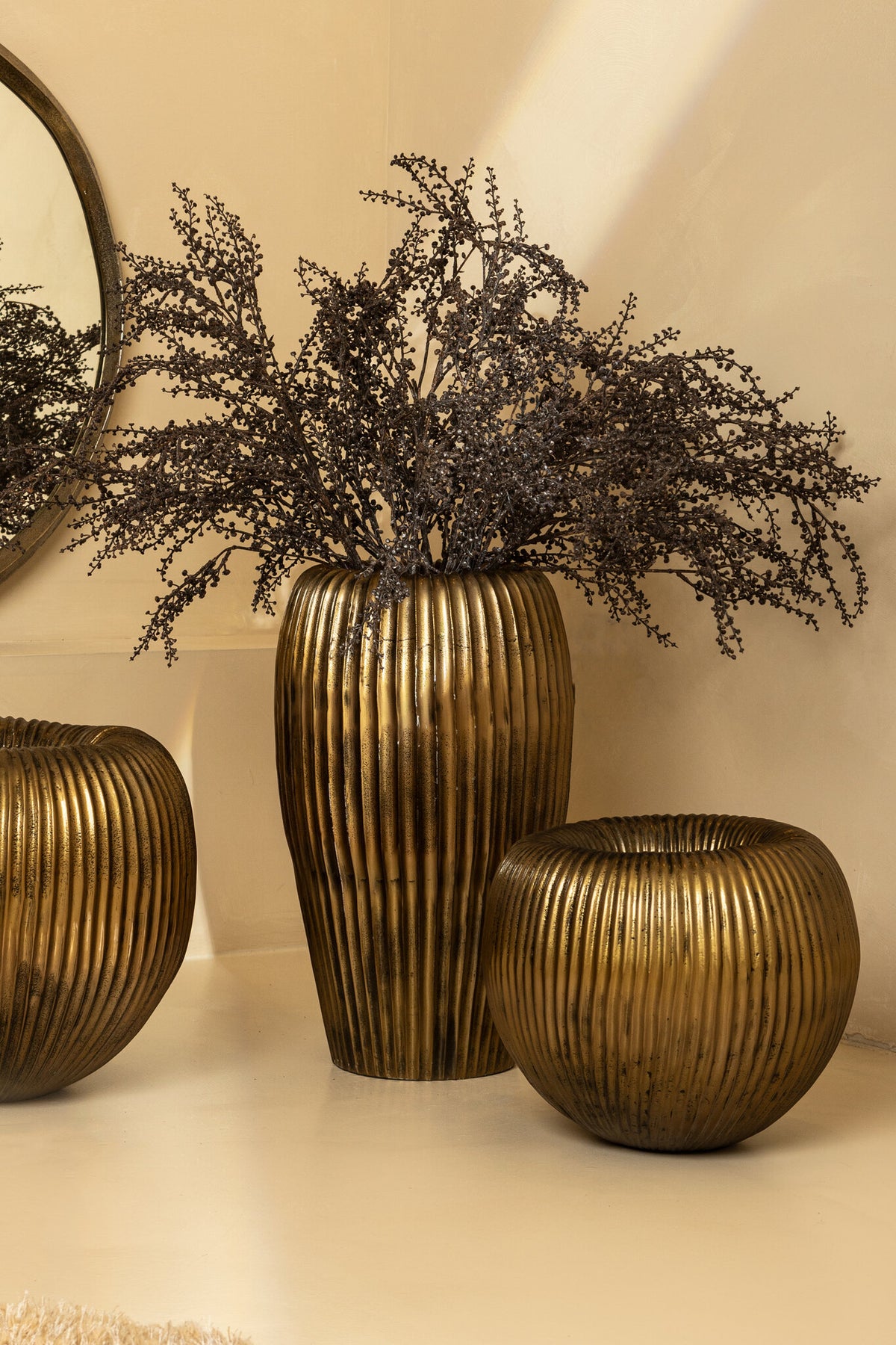 Limera Brass Alu Round Mirror Irregular Border S