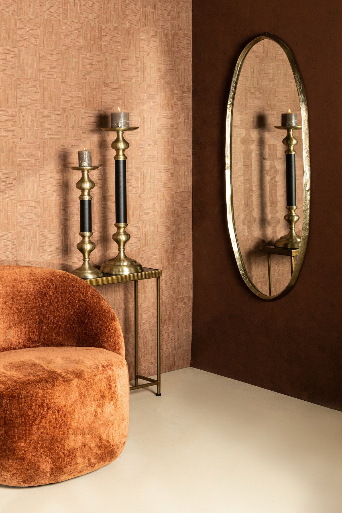 Limera Brass Alu Oval Mirror Irregular Border M