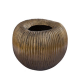 Russel Gold Alu Round Pot Low Ribbed Wide