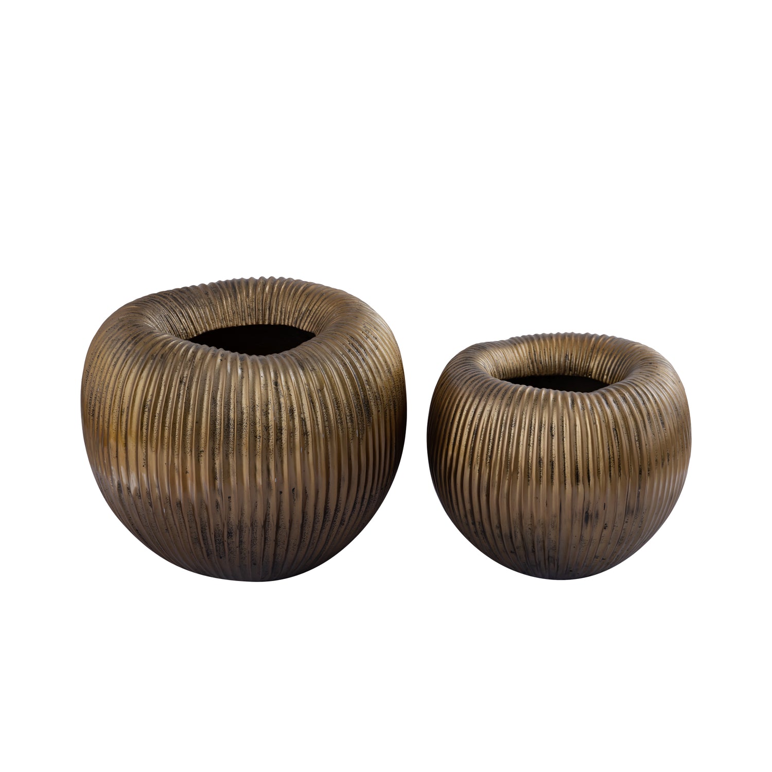 Russel Gold Alu Round Pot Low Ribbed Wide