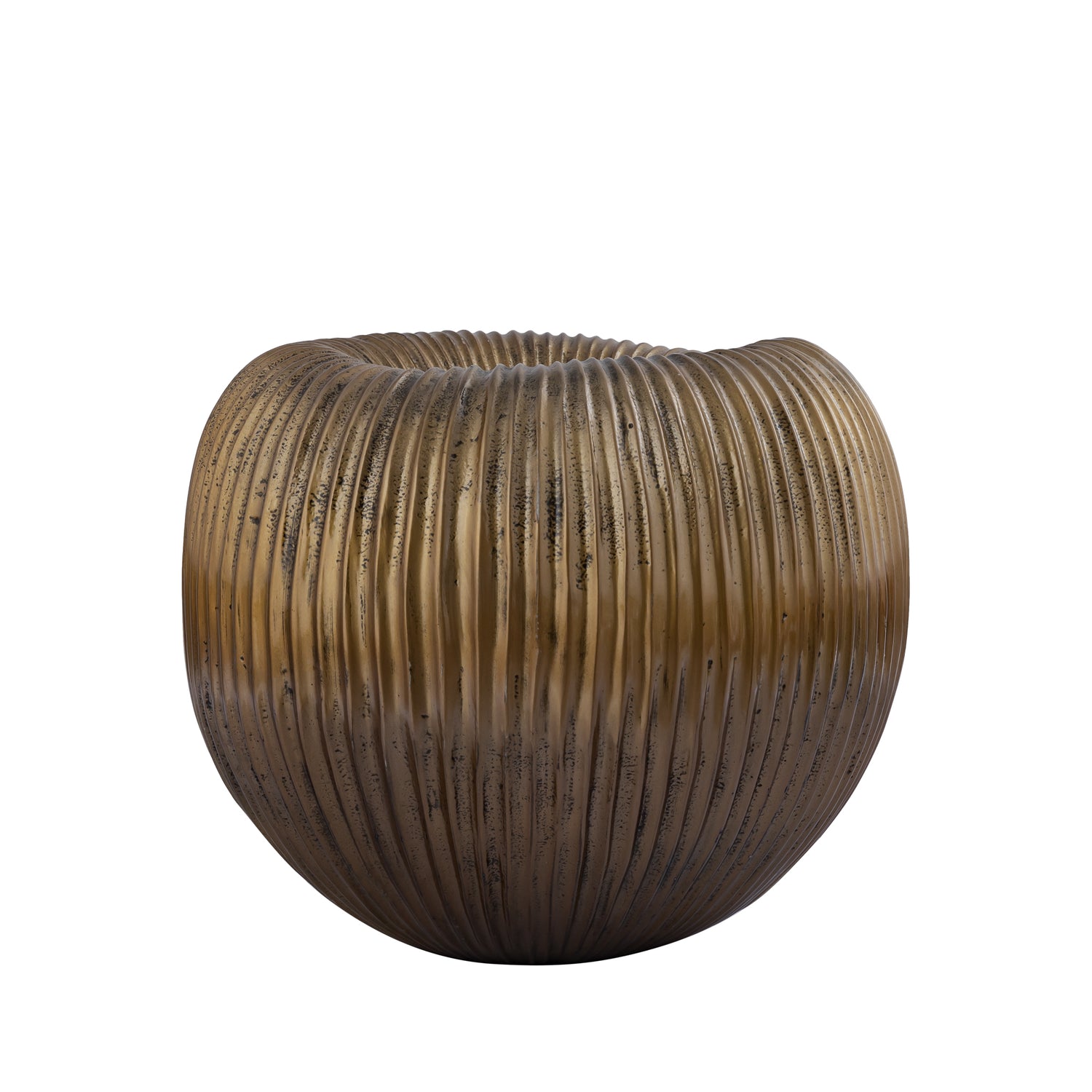 Russel Gold Alu Round Pot Low Ribbed Wide
