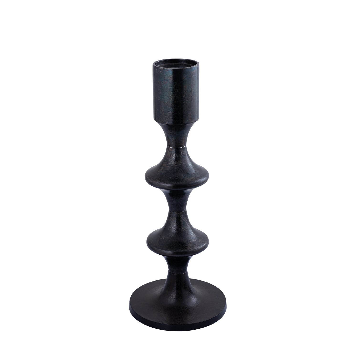 Taika Black Alu Round Candle Holder Tabs Low