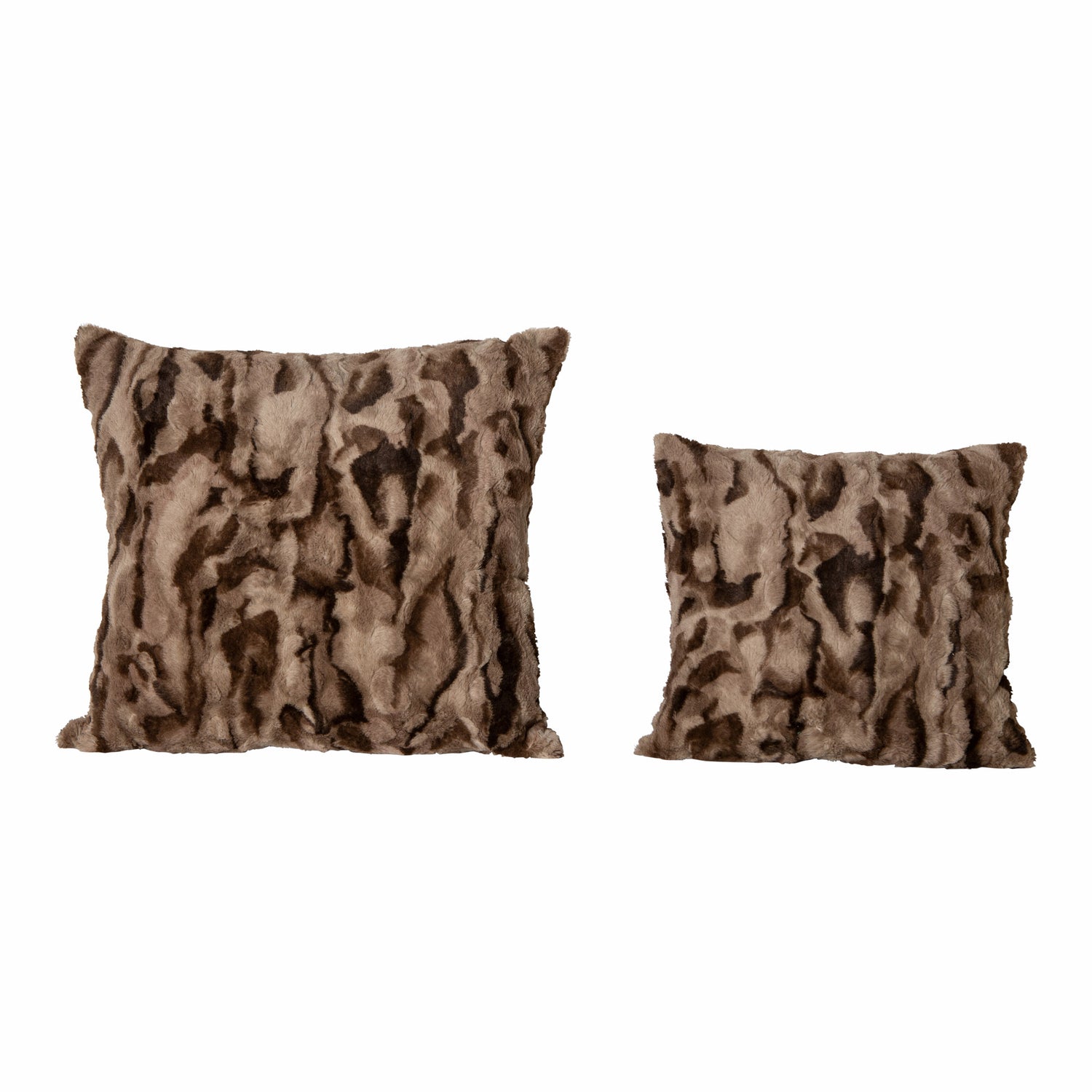 Clarisse Brown Artificial Fur Cushion Square L