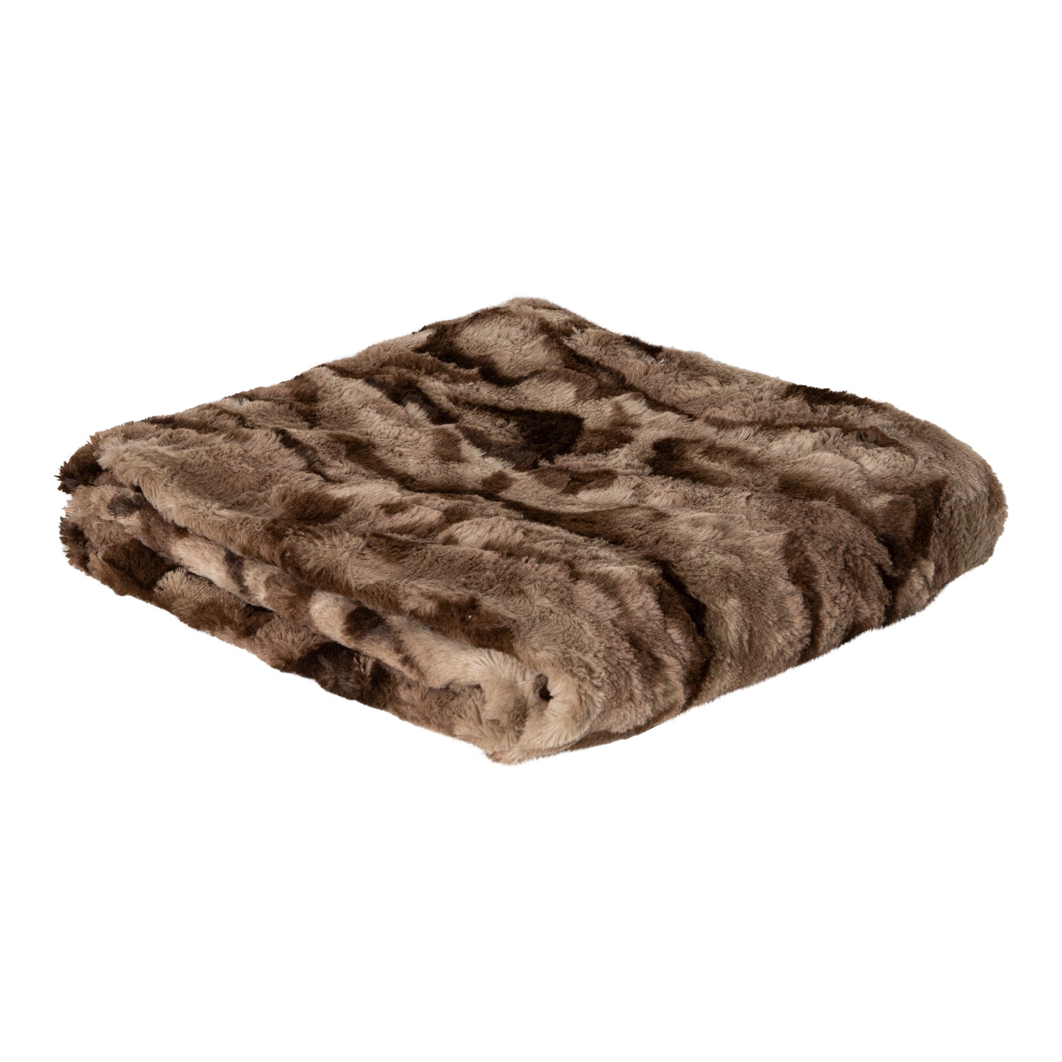 Clarisse Brown Artificial Fur Plaid Rectangle S