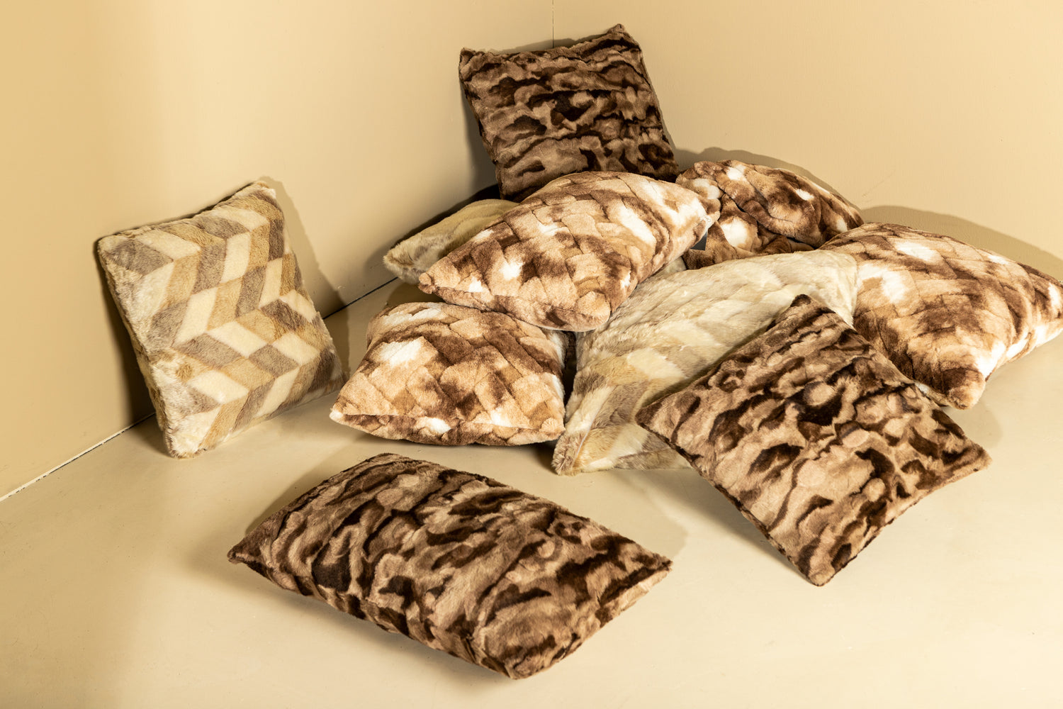 Geraldine Brown Artificial Fur Cushion Square L