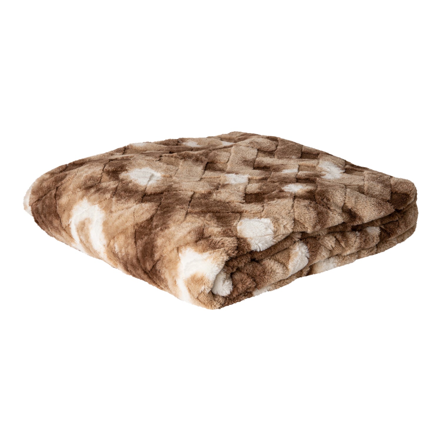Geraldine Brown Artificial Fur Plaid Rectangle L
