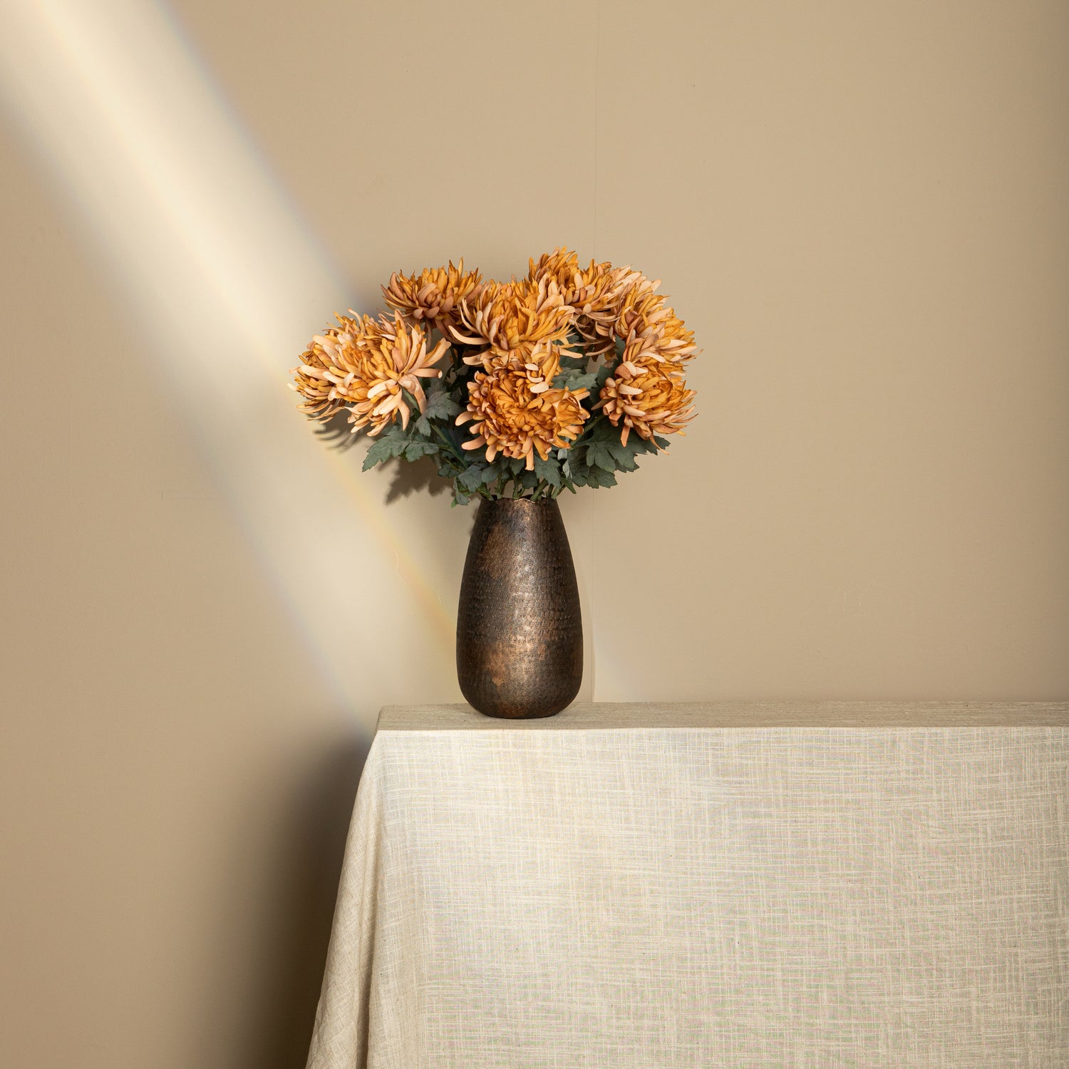 Garden Flower Orange Spider Mum Stem Flocked