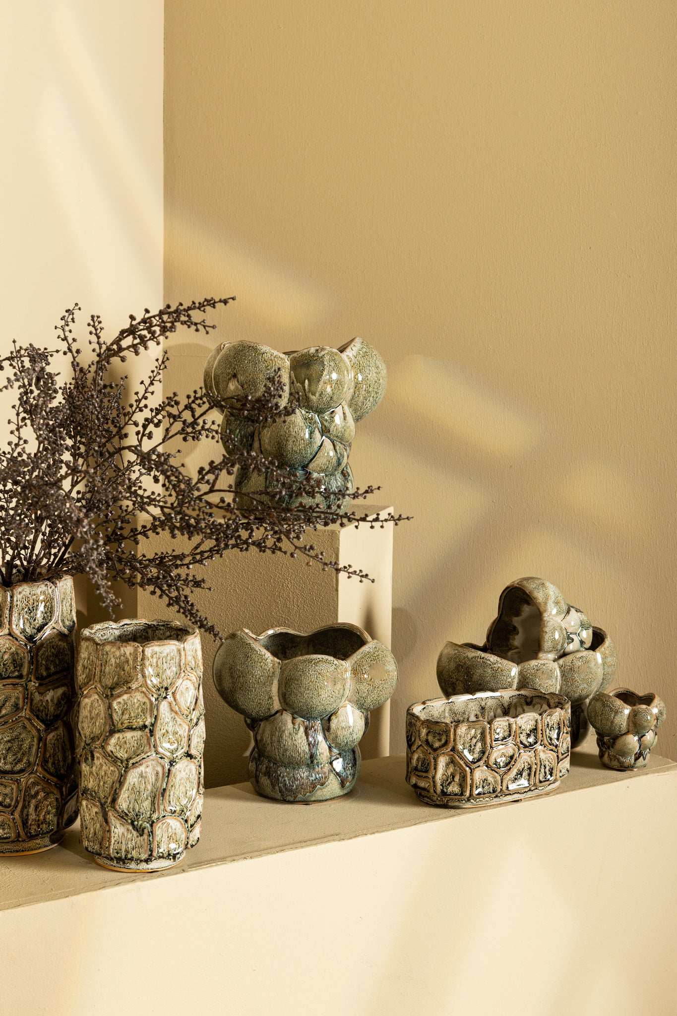 Jodie Green Ceramic Oval Candle Circles Dripping S