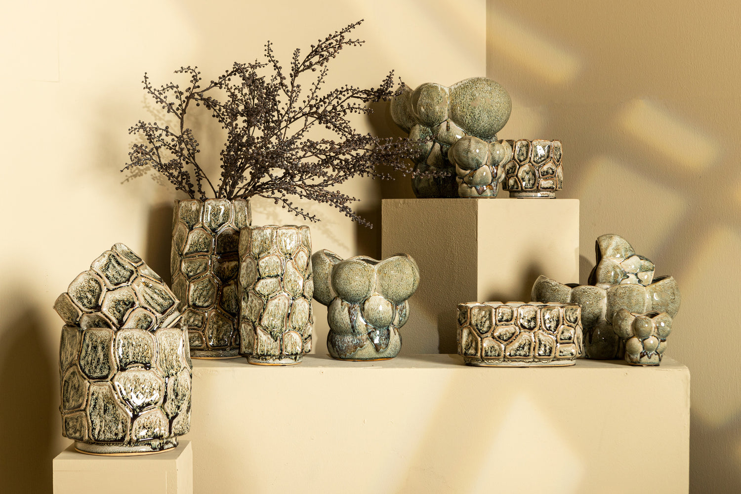 Jodie Green Ceramic Oval Candle Circles Dripping S