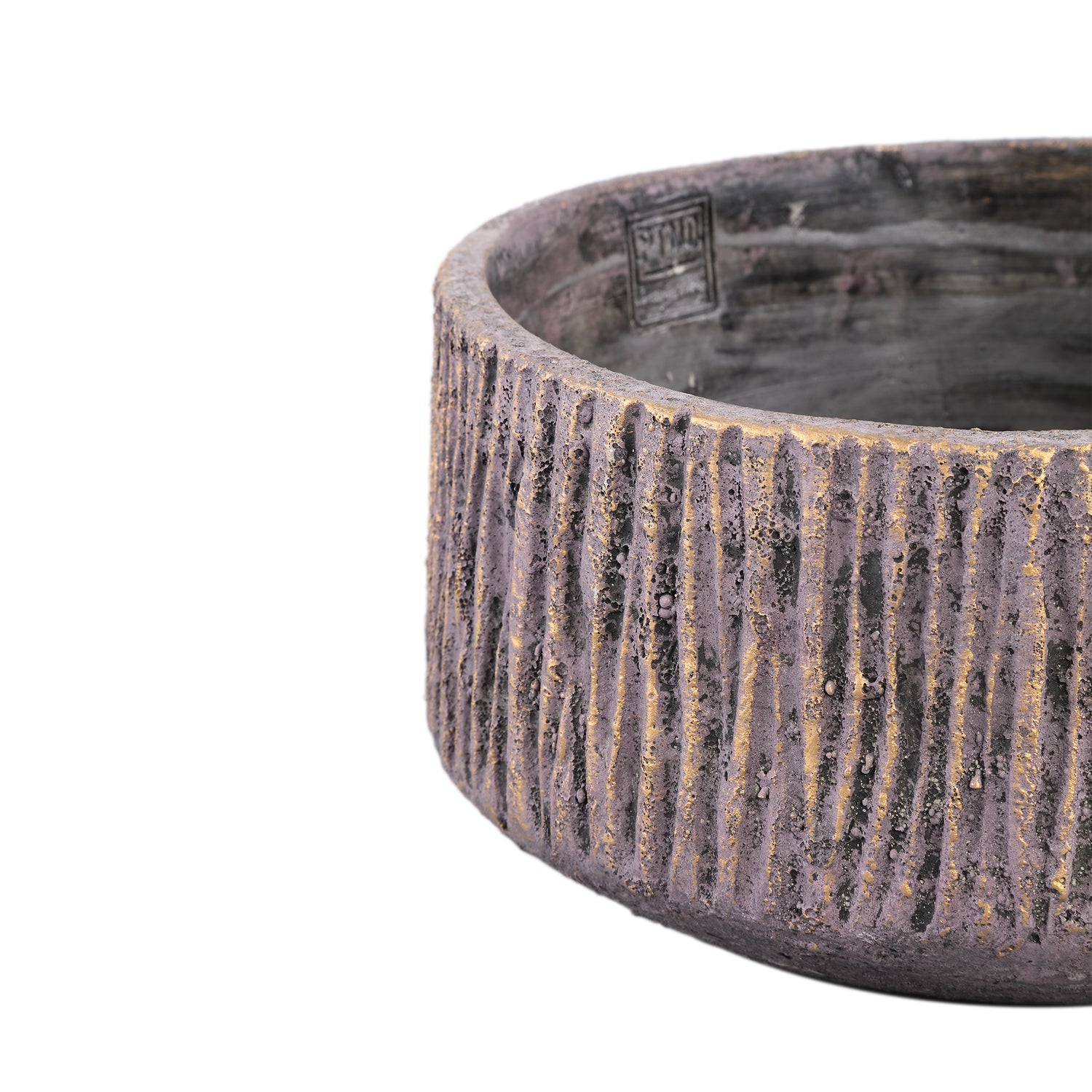 Holden Purple Cement Candle Round Gold Finish LowL