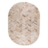 Joanne Beige Cowhair Patchwork Carpet Oval  L