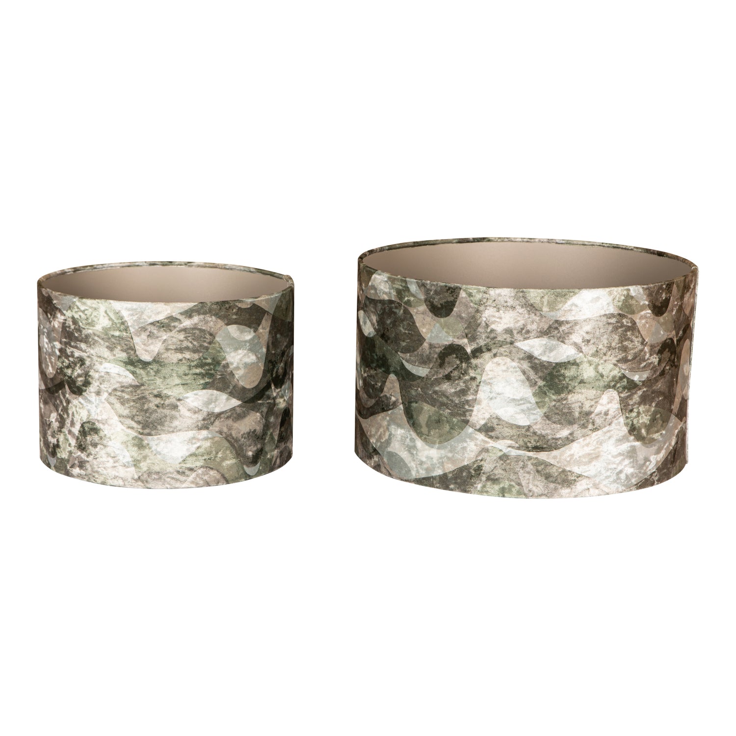 Mocca Green Fabric Wavy Stripes Lampshade Round S