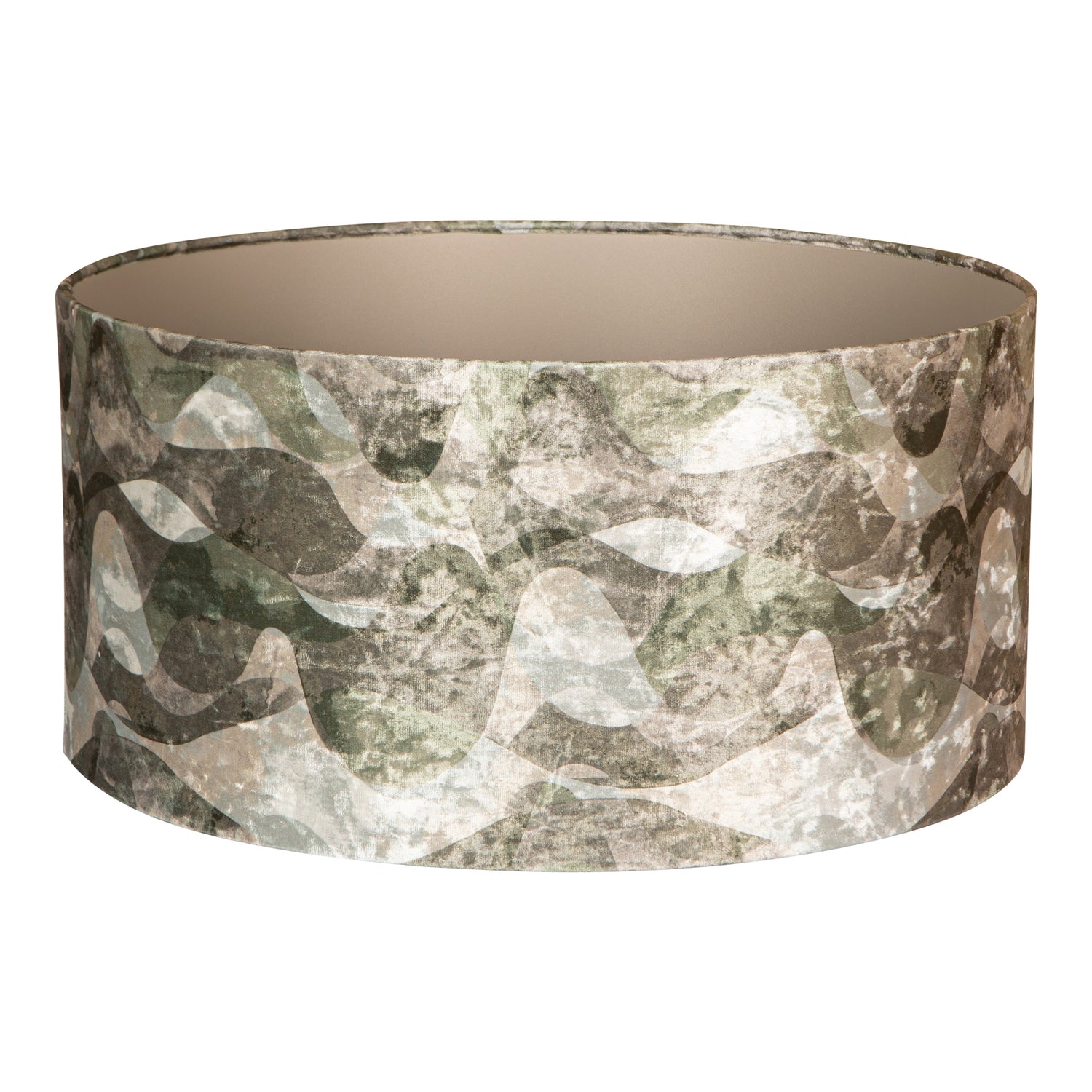 Mocca Green Fabric Wavy Stripes Lampshade Round L