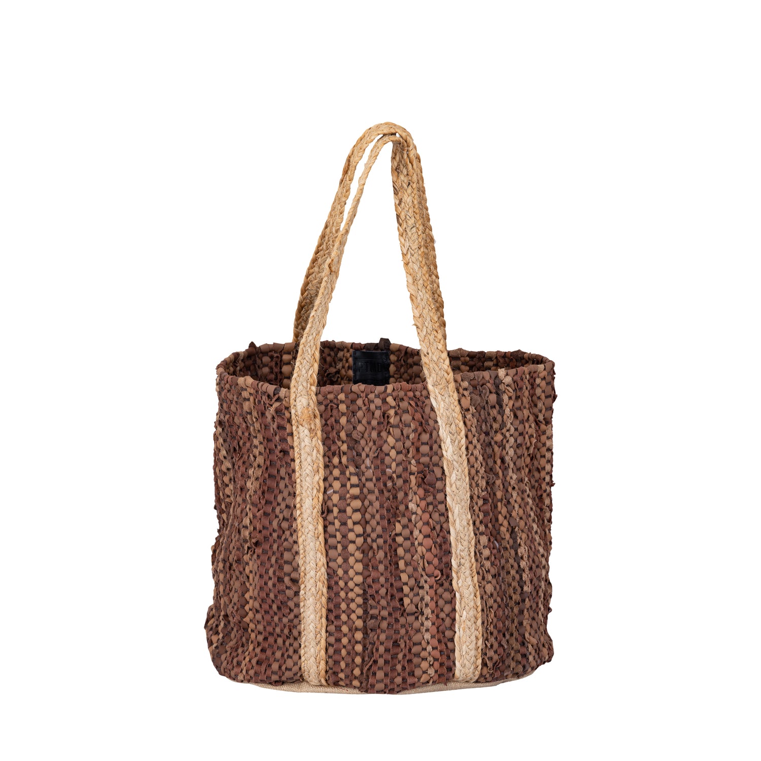 Cherree Dark Brown Jute Leather Round Basket