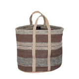 Toccara Brown Jute Round Basket Lines Pattern L