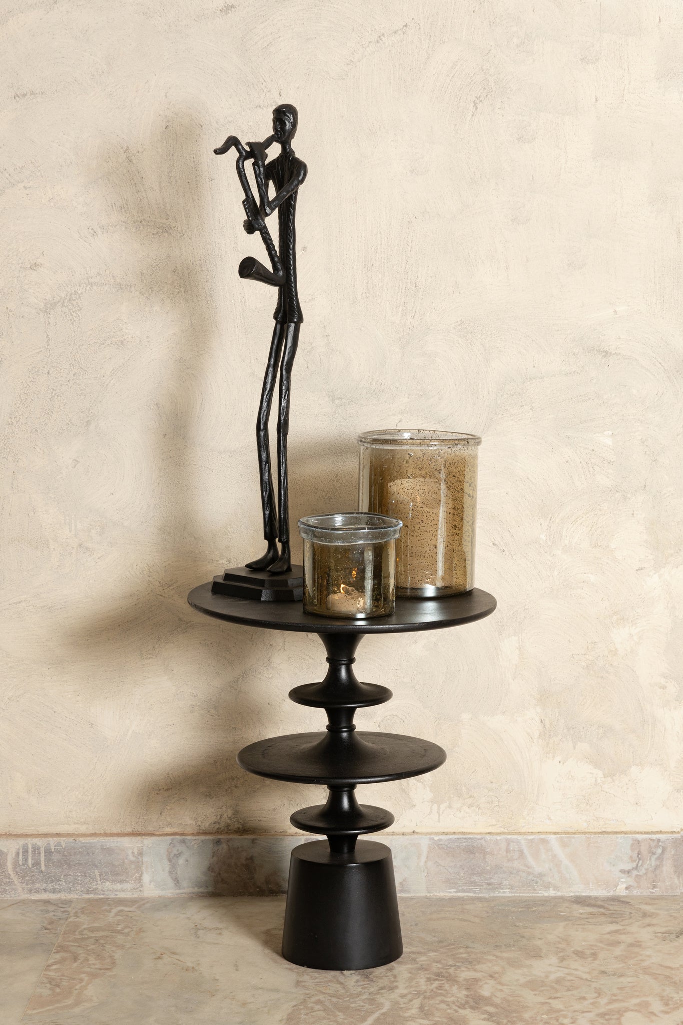 Kali Black Casted Alu Statue Man With Saxophone