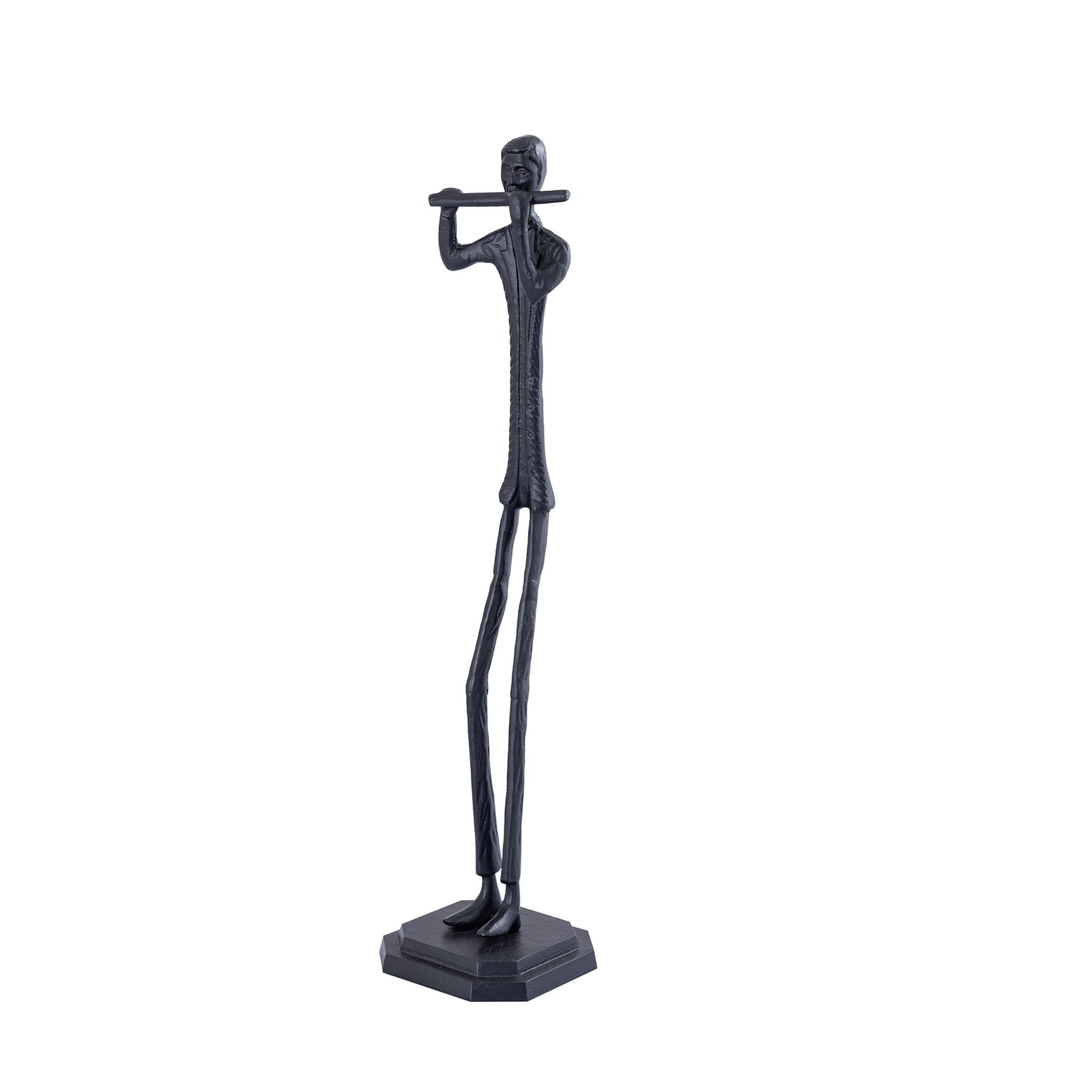 Kali Black Casted Alu Statue Man With Flute
