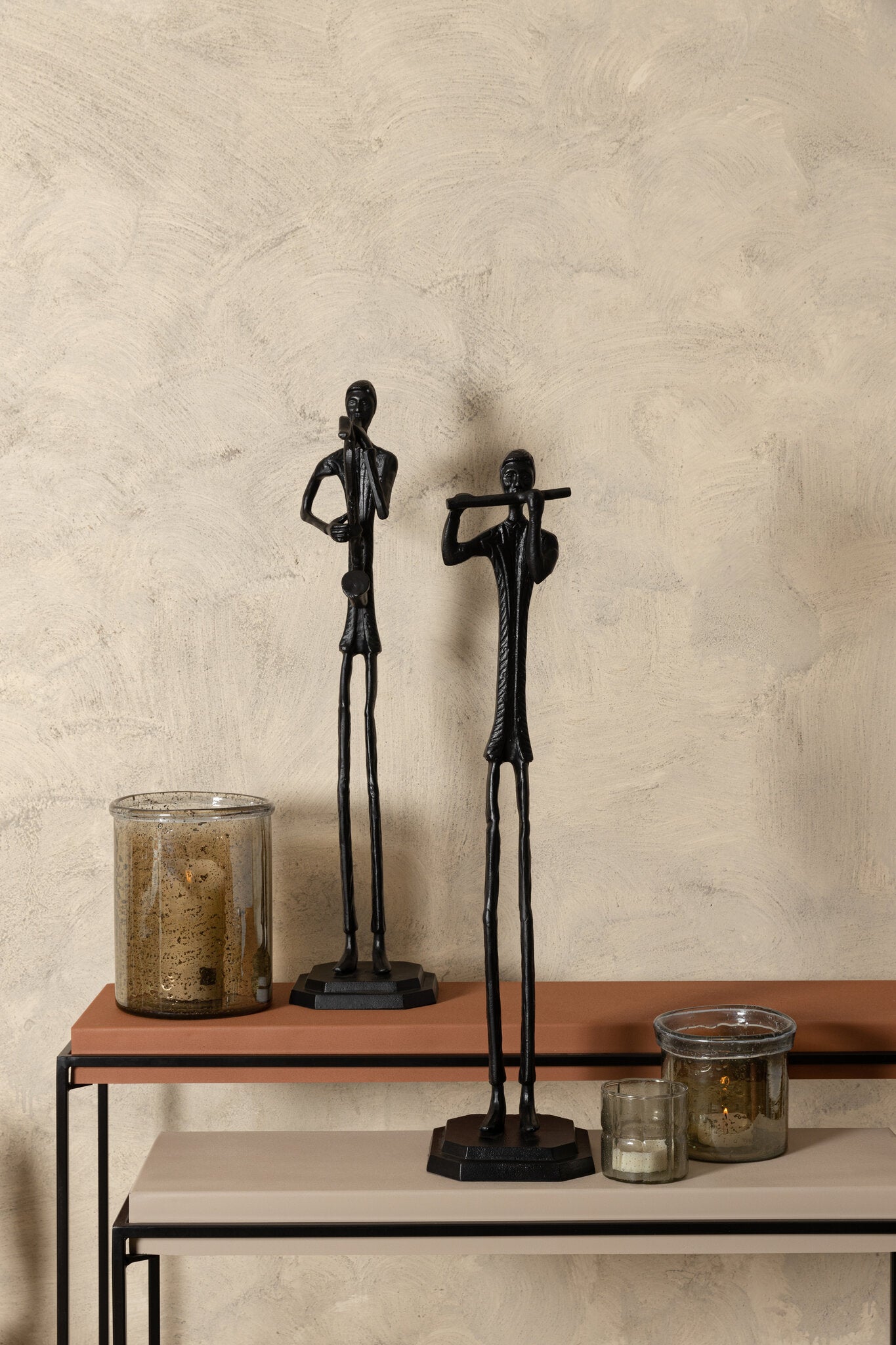 Kali Black Casted Alu Statue Man With Flute