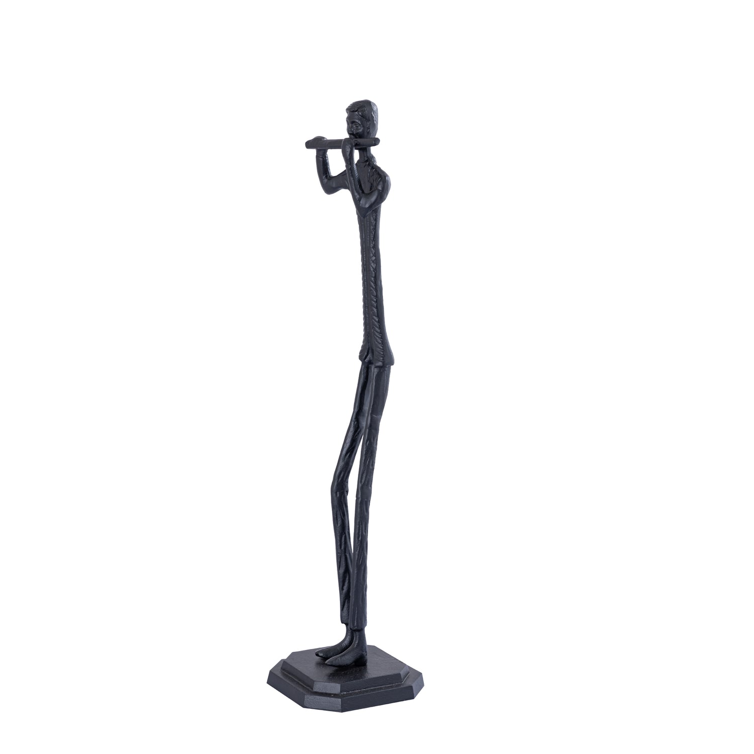 Kali Black Casted Alu Statue Man With Flute