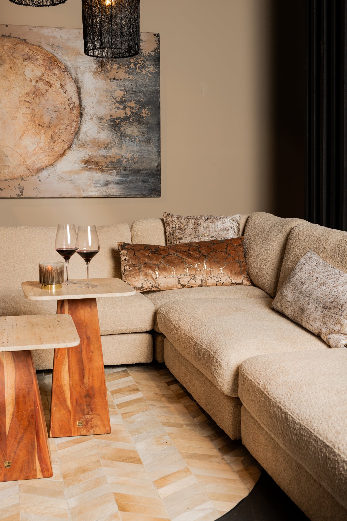 Curt Cream Velvet Square Cushion Square Print