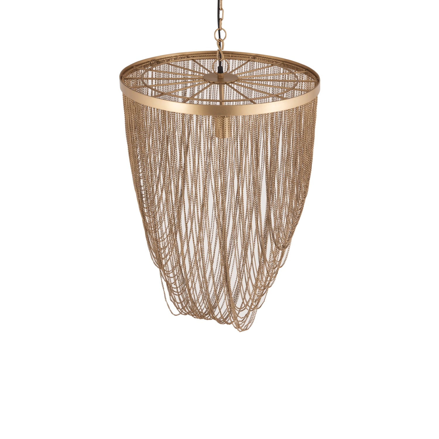 Nishan Gold Iron Chains Round Hanging Lamp S