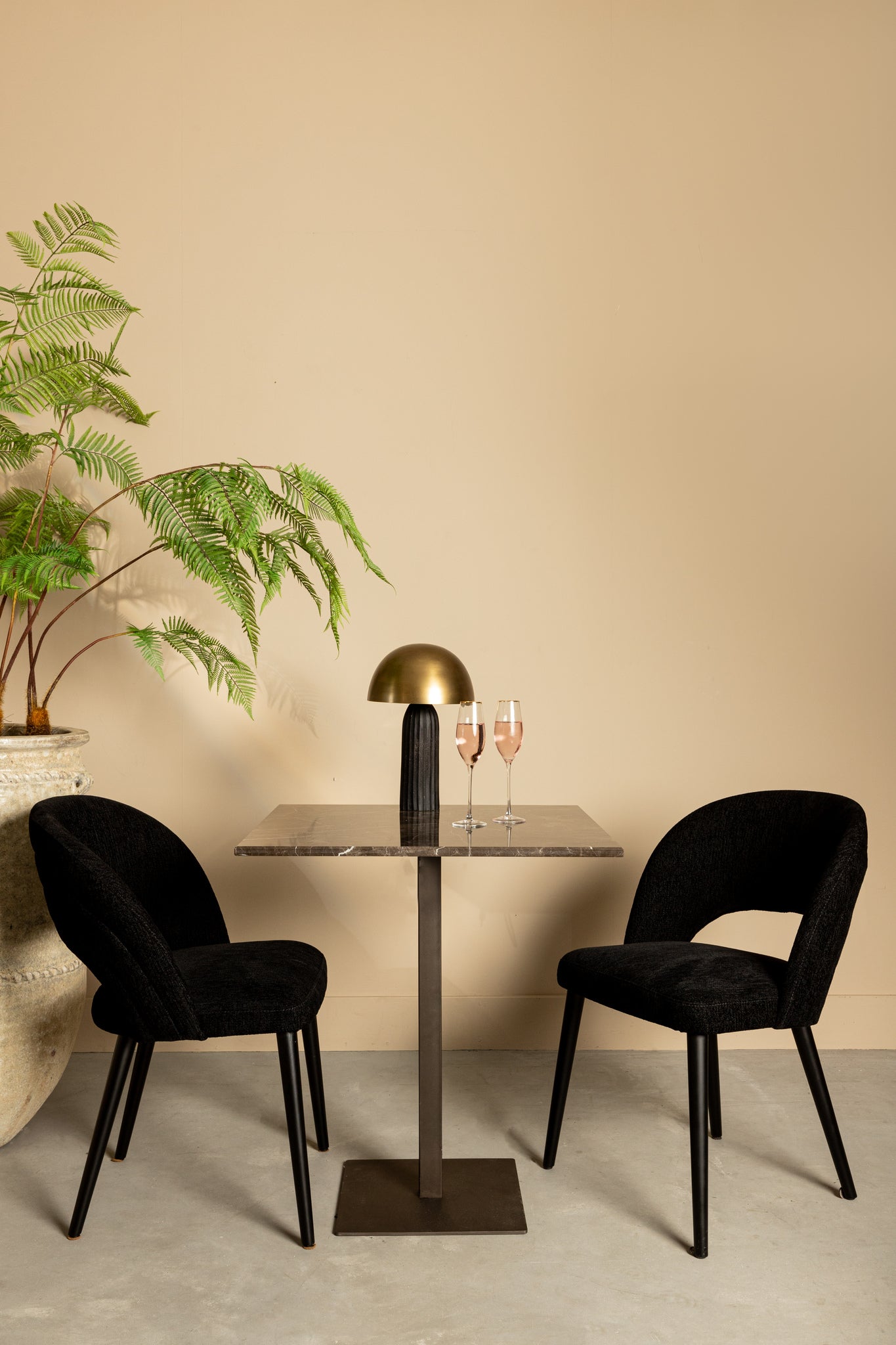 Plaza Bistrotable Square Brown Marble Taupe Base