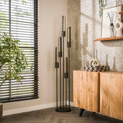 Vloerlamp met 5 lampen getrapt tube - 30x30x176 cm - Artic Zwart