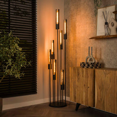 Vloerlamp met 7 lampen getrapt tube - 35x35x186 cm - Artic Zwart