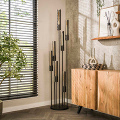 Vloerlamp met 7 lampen getrapt tube - 35x35x186 cm - Artic Zwart