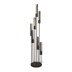 Vloerlamp met 7 lampen getrapt tube - 35x35x186 cm - Artic Zwart