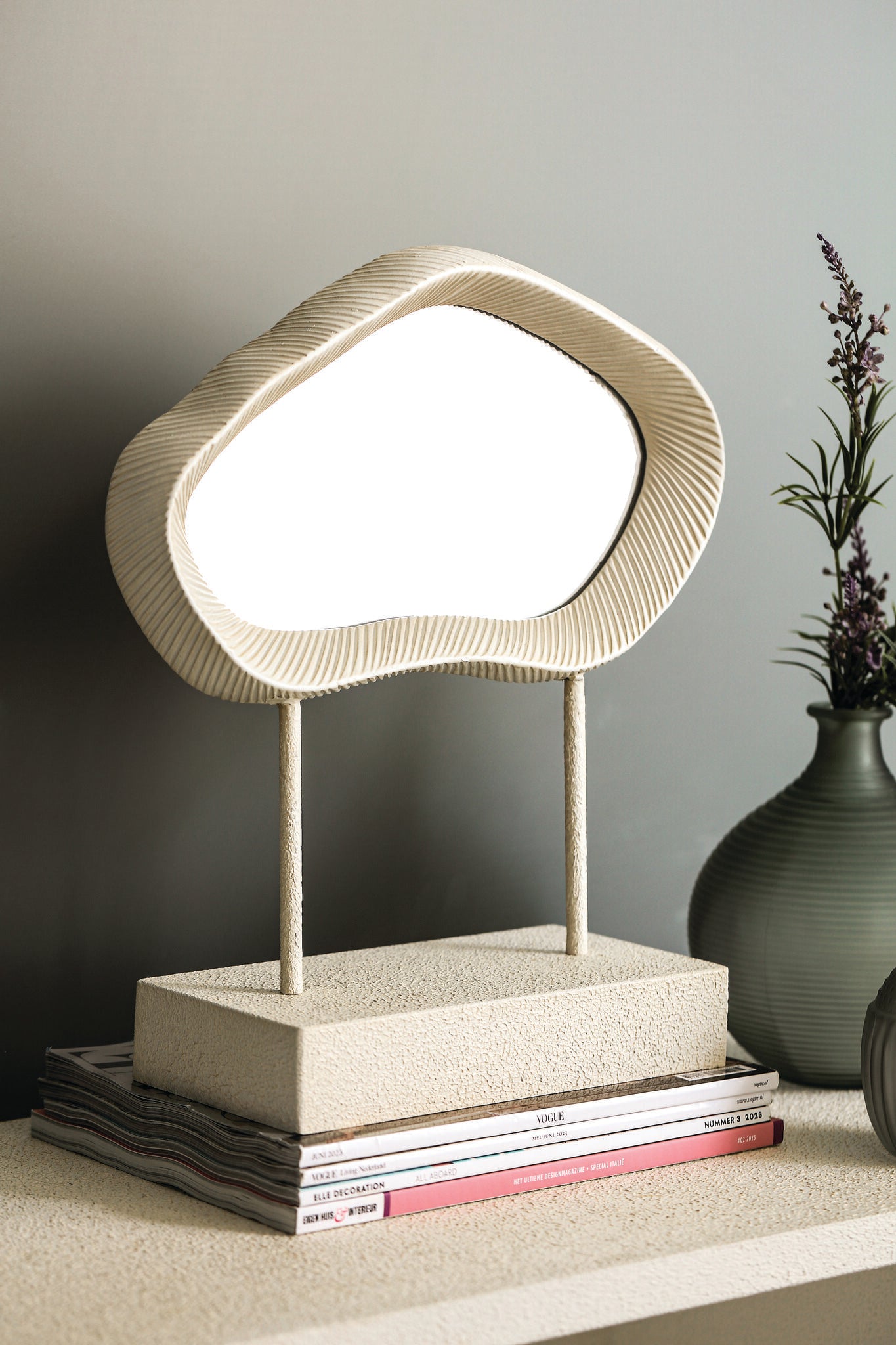 Eilish White Poly Organic Mirror On Mdf Base Low